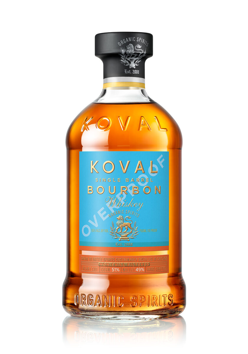 KOVAL Overproof Bourbon bottle on white