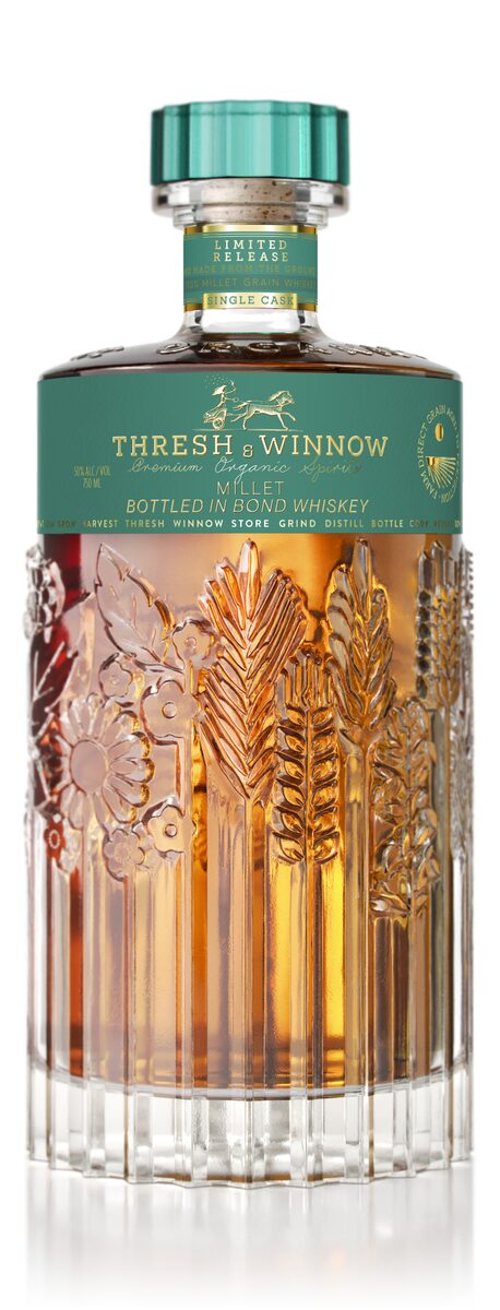 Thresh & Winnow 100% Millet Bottled in Bond bottle on white